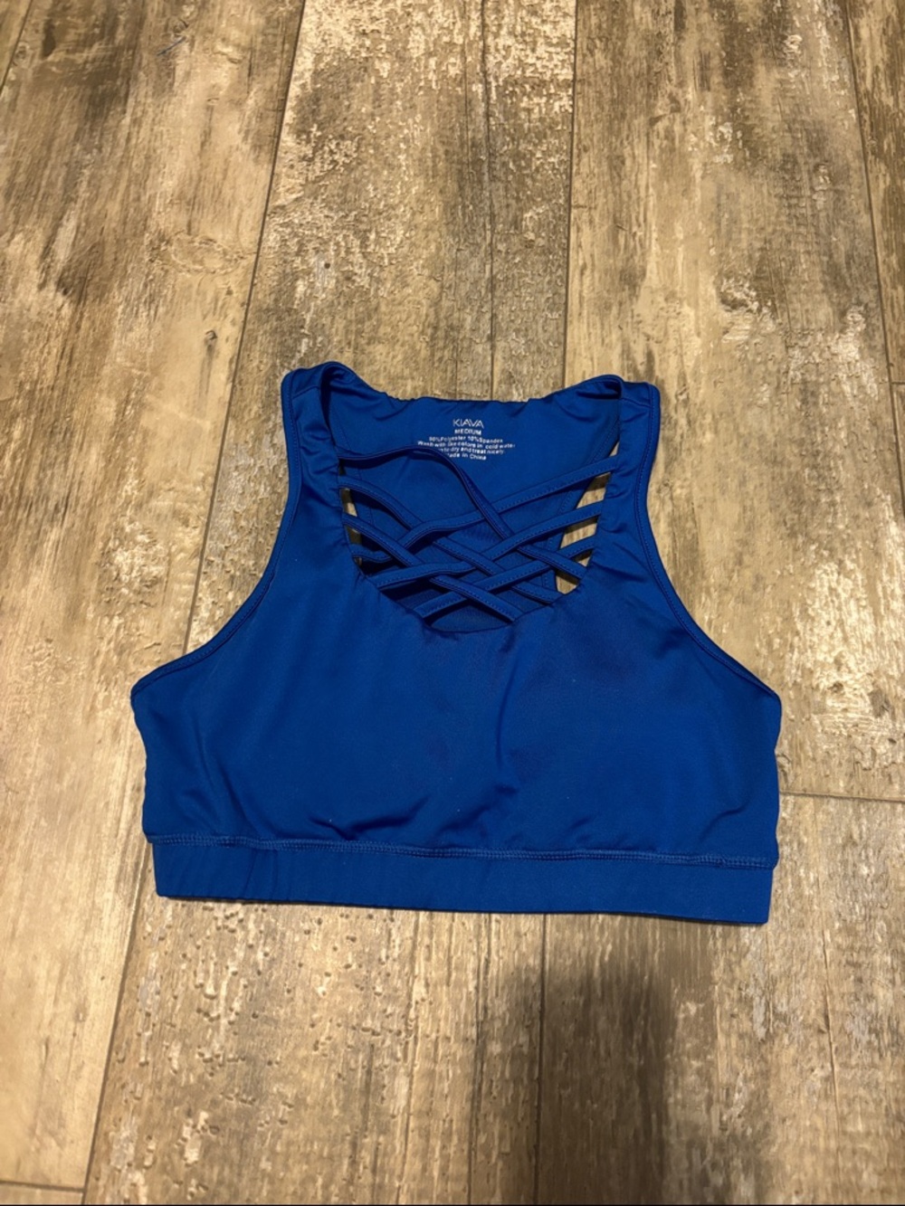 KIAVA Royal Blue Lattice-Back Sports Bra size medium